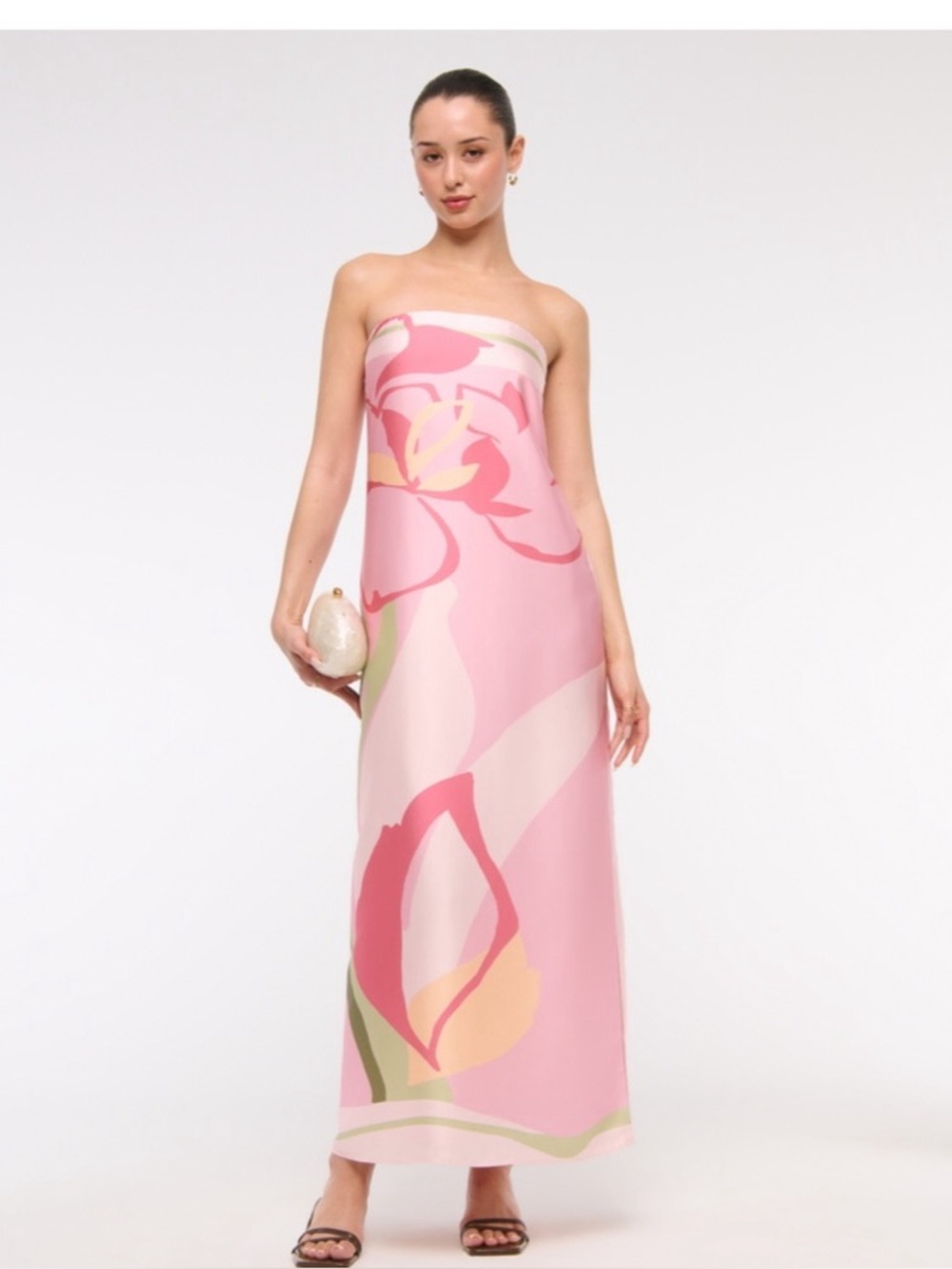 Abercrombie Size xs Strapless Pink Floral Maxi Dress